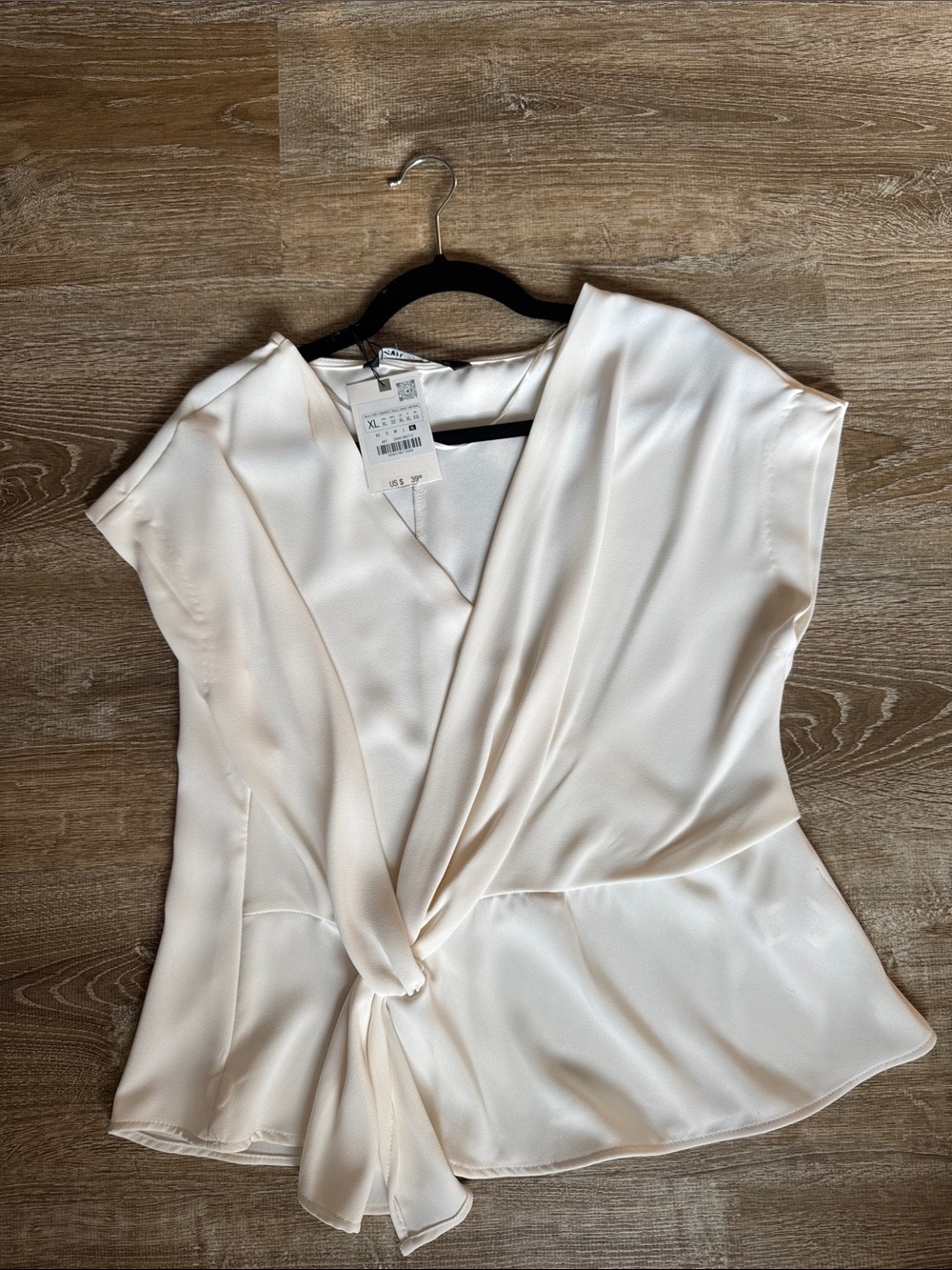 Zara Cream Twist-Front Top
